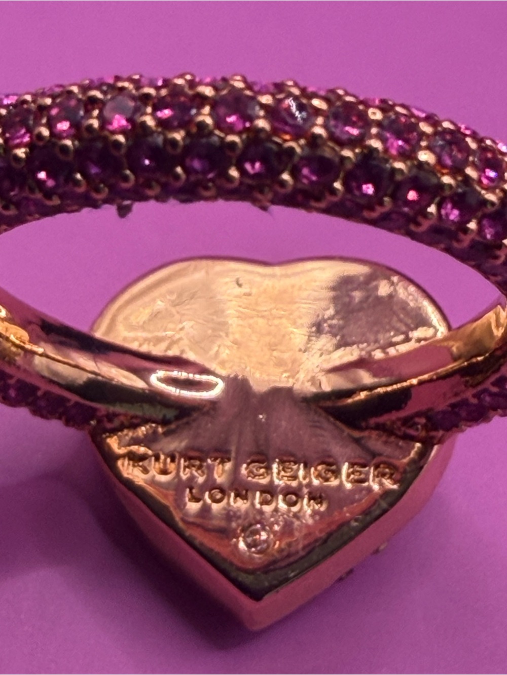 Kurt Geiger London Crystal Heart Cocktail Ring - size 7 - Picture 4 of 7
